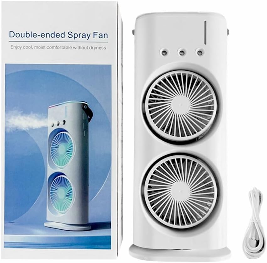 Usb Powered Dual Head Tower Water Spray Fan Usb Powered Dual Head Tower Water Spray Fan